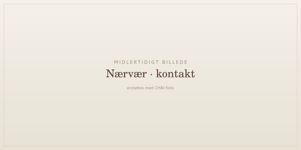Midlertidigt billede – erstattes med CHAI-foto (Nærvær · menneskelig kontakt)